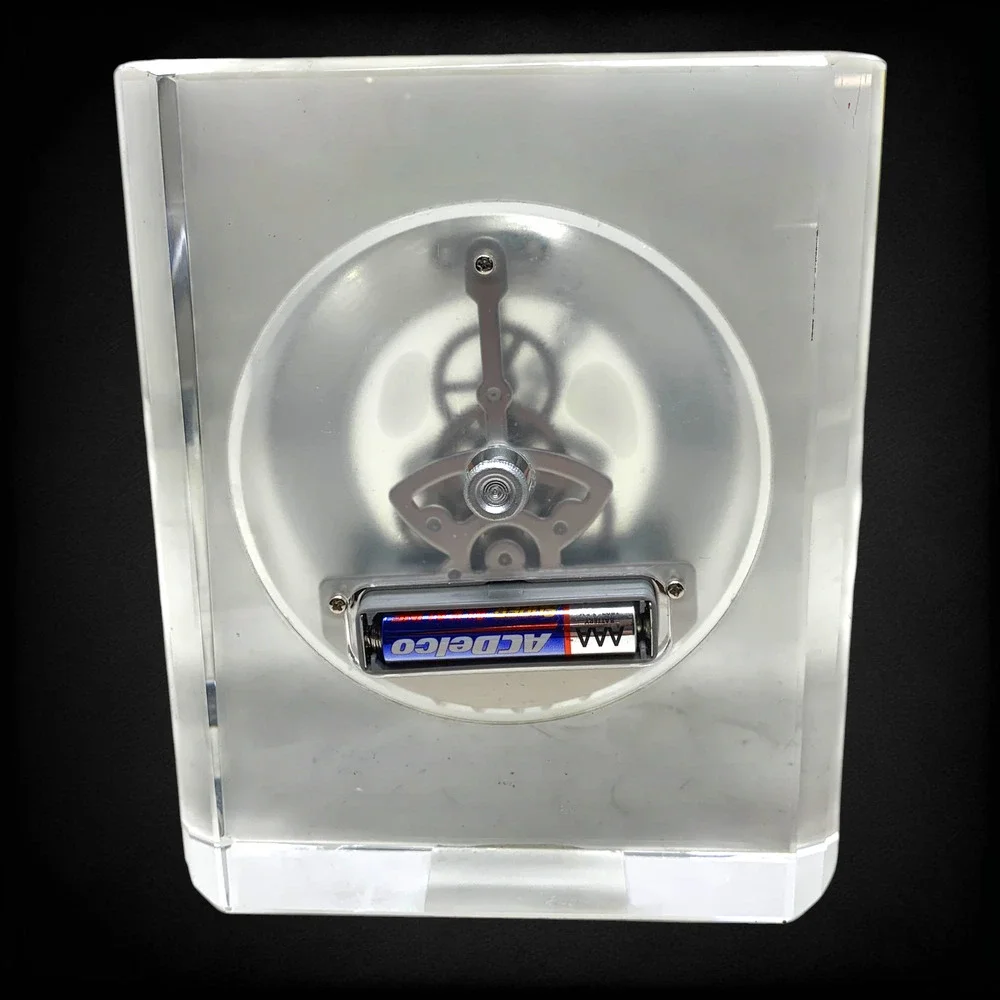 Vintage Y2K Heavy Crystal Style Glass Skeleton Quartz Mantel Shelf Clock Working